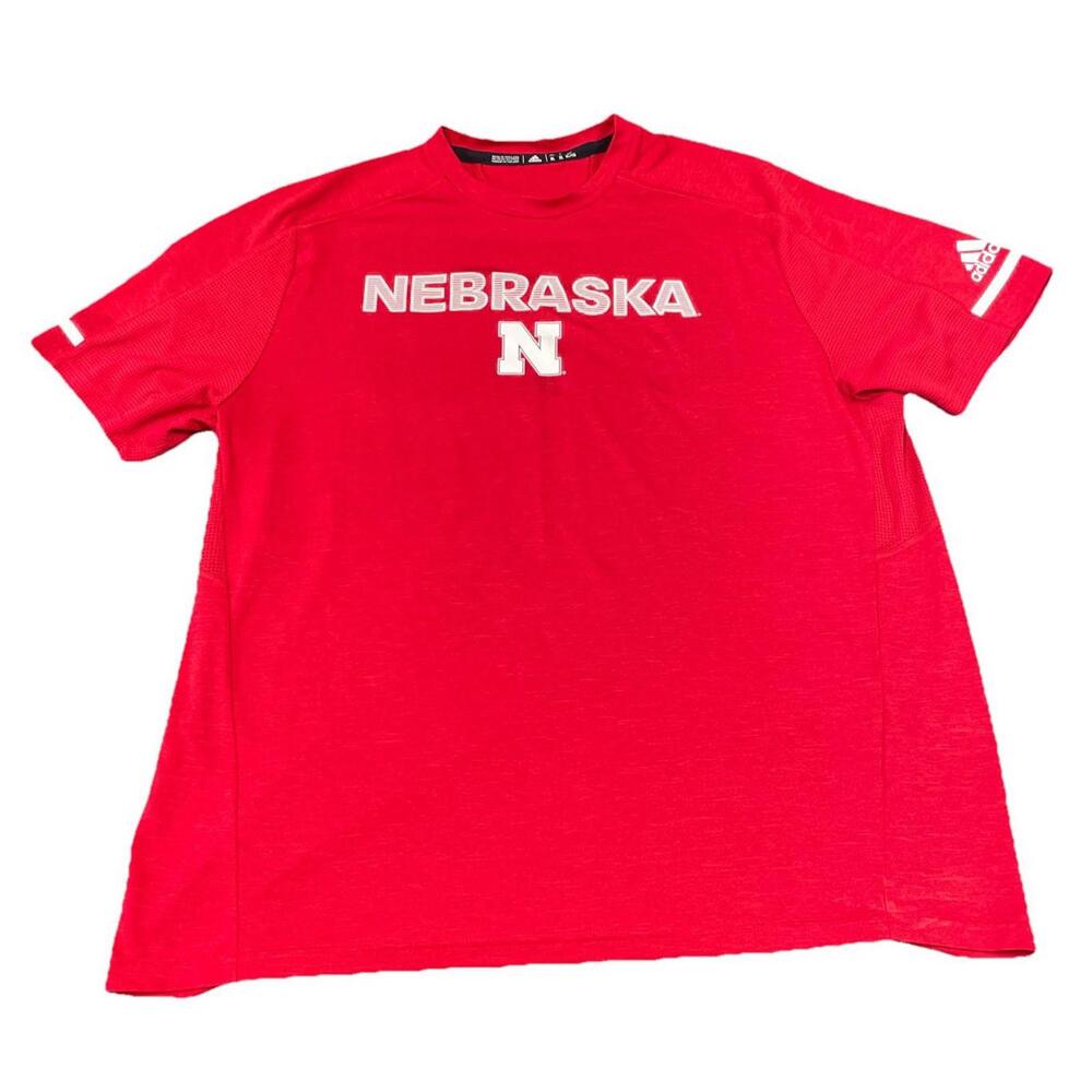 Nebraska Huskers Adidas Climalite T-Shirt Extra Large Red Football Active Wear